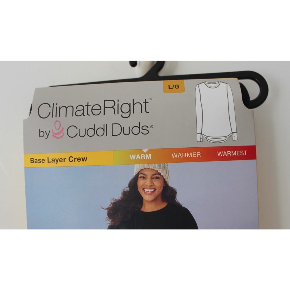 ClimateRight by Cuddl Duds Warm Stretch Fleece Long Sleeve Crew Neck Black L NWT - Picture 3 of 4